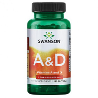 Vitamins A & D 250 гелевых капсул от Swanson.png