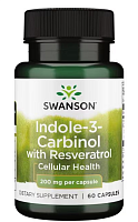Indole-3-Carbinol with Resveratrol (Индол-3-карбинол с ресвератролом) 200 мг 60 капсул (Swanson)