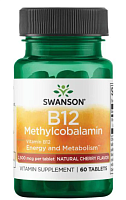 Vitamin B12 Methylcobalamin (Метилкобаламин витамин В12) вкус натуральной вишни 2500 мкг 60 таблеток (Swanson)