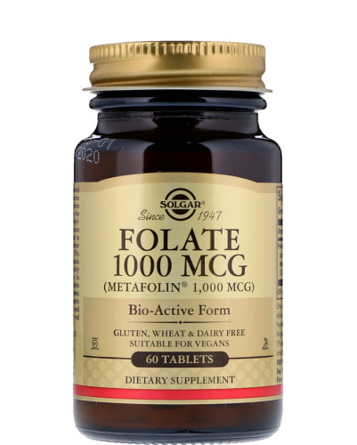 Folate as Metafolin (Фолат Метафолин) 1000 мкг 60 таблеток (Solgar)
