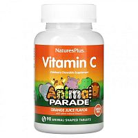 Source of Life Animal Parade Vitamin C (витамин C без сахара для детей) вкус натурального апельсинового сока 90 таблеток (NaturesPlus)