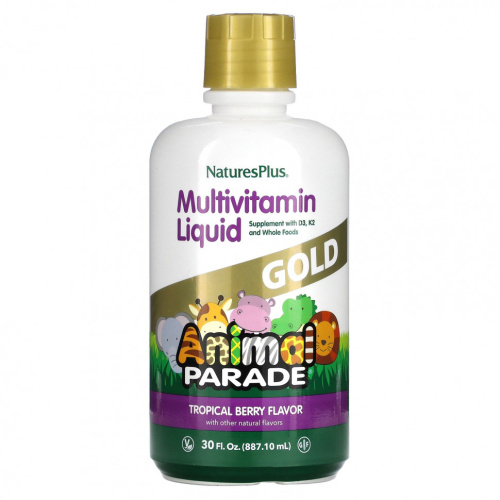 Source of Life Animal Parade Gold Liquid мультивитамины для детей в жидкой форме вкус тропических ягод 887,10 мл (30 жидк. унций) (NaturesPlus)