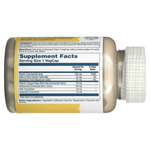 Buffered Vitamin C with Bioflavonoid Concentrate (Забуференный витамин С с биофлавоноидным концентратом) 500 мг 100 капсул (Solaray) фото 2