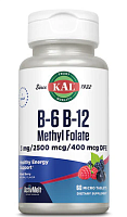 B-6 B-12 Methyl Folate ActivMelt  ягодная смесь 60 микро таблеток (KAL)