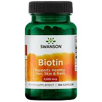Biotin (Биотин) 5000 мкг 100 капсул (Swanson)