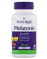 Melatonin 10 мг Fast Dissolve быстрорастворимые 60 табл (Natrol) клубника