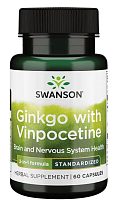 Ginkgo with Vinpocetine Standardized (Гинкго с винпоцетином Стандартизированный) 60 капсул СРОК ГОДНОСТИ ДО 04/24 !!! 