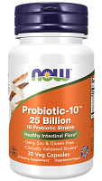 Probiotic-10™ 25 Billion (Пробиотик-10 штаммов 25 млрд КОЕ) 30 вег капсул (NOW)