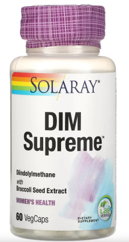 DIM Supreme (Дииндолилметан с экстрактом семян брокколи) 100 мг 60 капсул (Solaray)