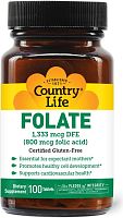 Folate (Фолиевая кислота) 1,333 мкг 100 таблеток (Country Life)