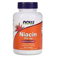 Niacin (ниацин витамин B-3) 500 мг 250 таблеток (NOW)