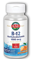 B-12 Methylcobalamin ActivMelt (Метилкобаламин) мандарин 1000 мкг 90 пастилок (KAL)