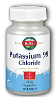Potassium 99 Chloride (калия 99 хлорид) 99 мг 100 таблеток (KAL)