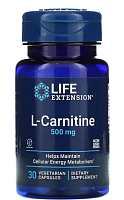 L-Carnitine (L-Карнитин) 500 мг 30 вег. капсул (Life Extension)