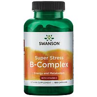 Super Stress B-Complex with Vitamin C (Комплекс B с Витамином C) 100 капсул (Swanson)