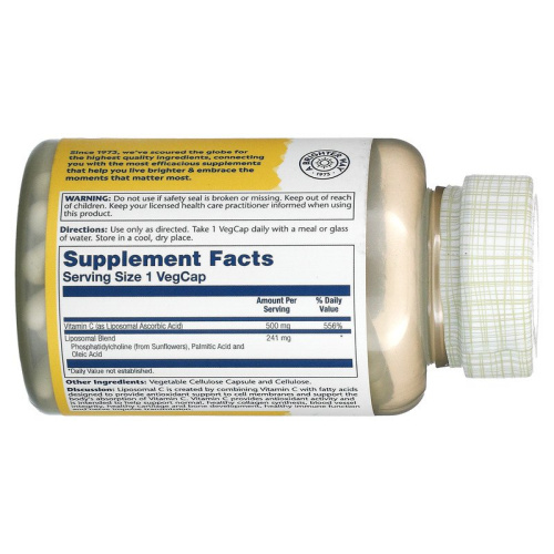 Liposomal Vitamin C (липосомальный витамин С) 500 мг 100 капсул (Solaray) фото 2