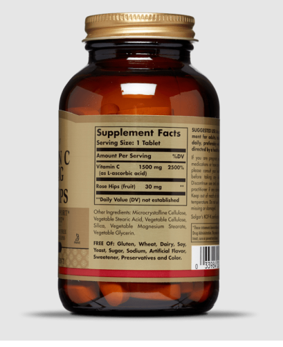 Vitamin C 1500 мг With Rose Hips (Витамин C с шиповником) 180 табл (Solgar) фото 2