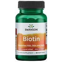 Biotin High Potency (Высокоэффективный Биотин) 10000 мкг 60 гелевых капсул (Swanson)